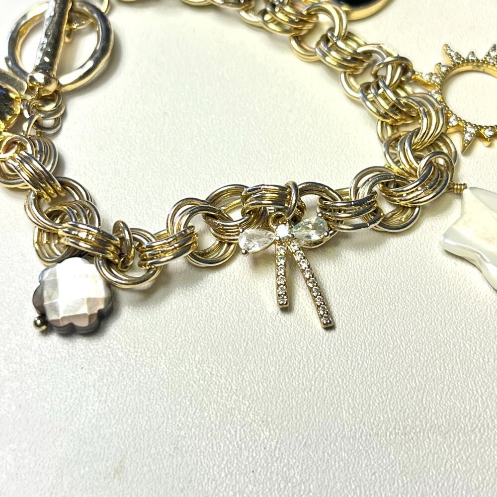 Luna Norte Gold Tone CZ Charm Bracelet Toggle Clasp - Picture 4 of 12